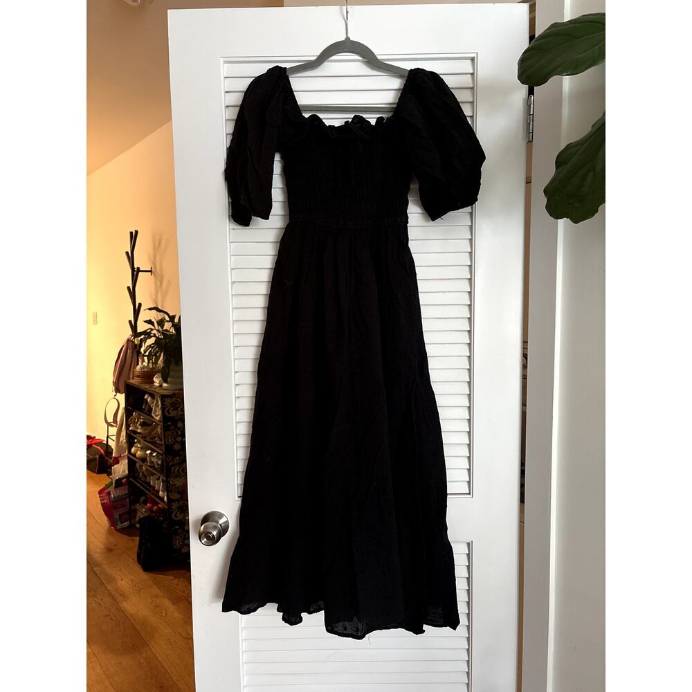 R Vivimos Smocked Maxi Dress Black Size XS Pre-Owned Excellent